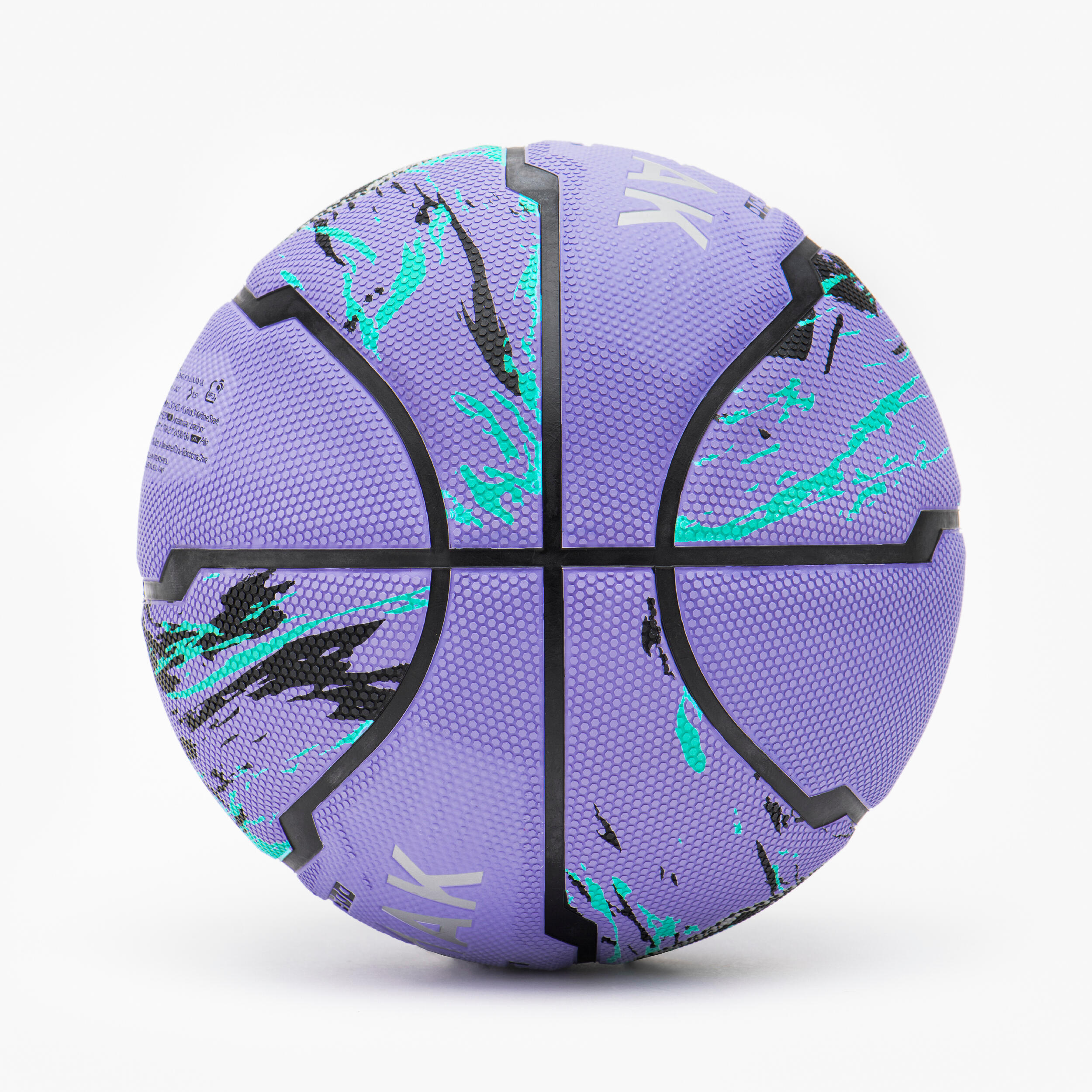 Basketball Size 6 R500 - Purple/Turquoise 3/4