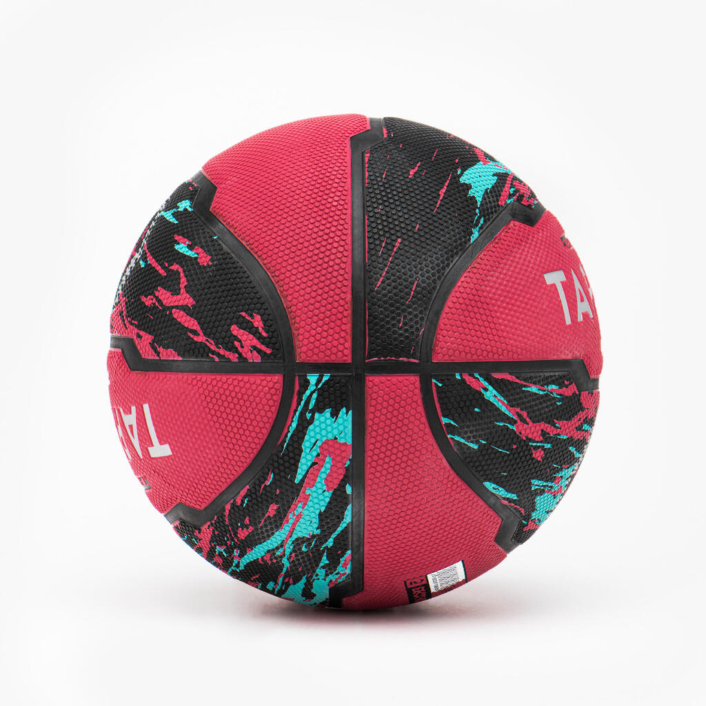 Basketbalová lopta veľkosť 5 R500 ružovo-čierna