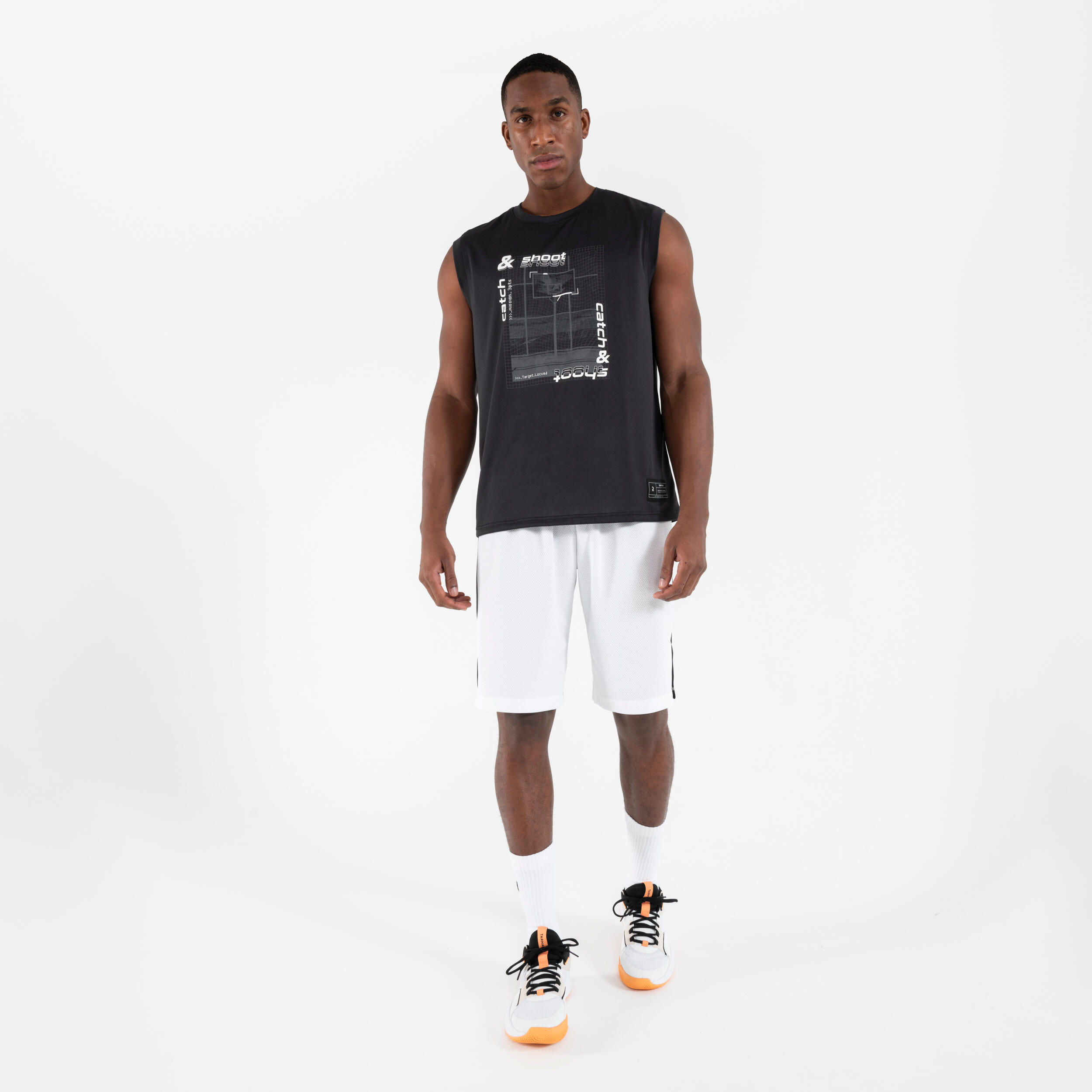 Adult Sleeveless Basketball Jersey TS500 Fast - Black 3/6