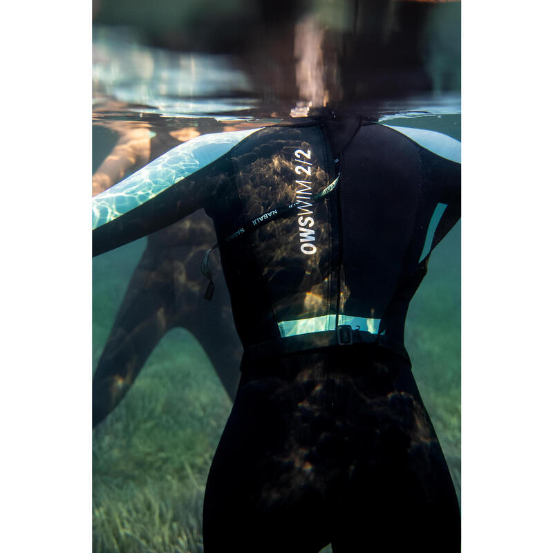 Kadın Neopren Wetsuit - Siyah/Mavi - OWS 100 2/2