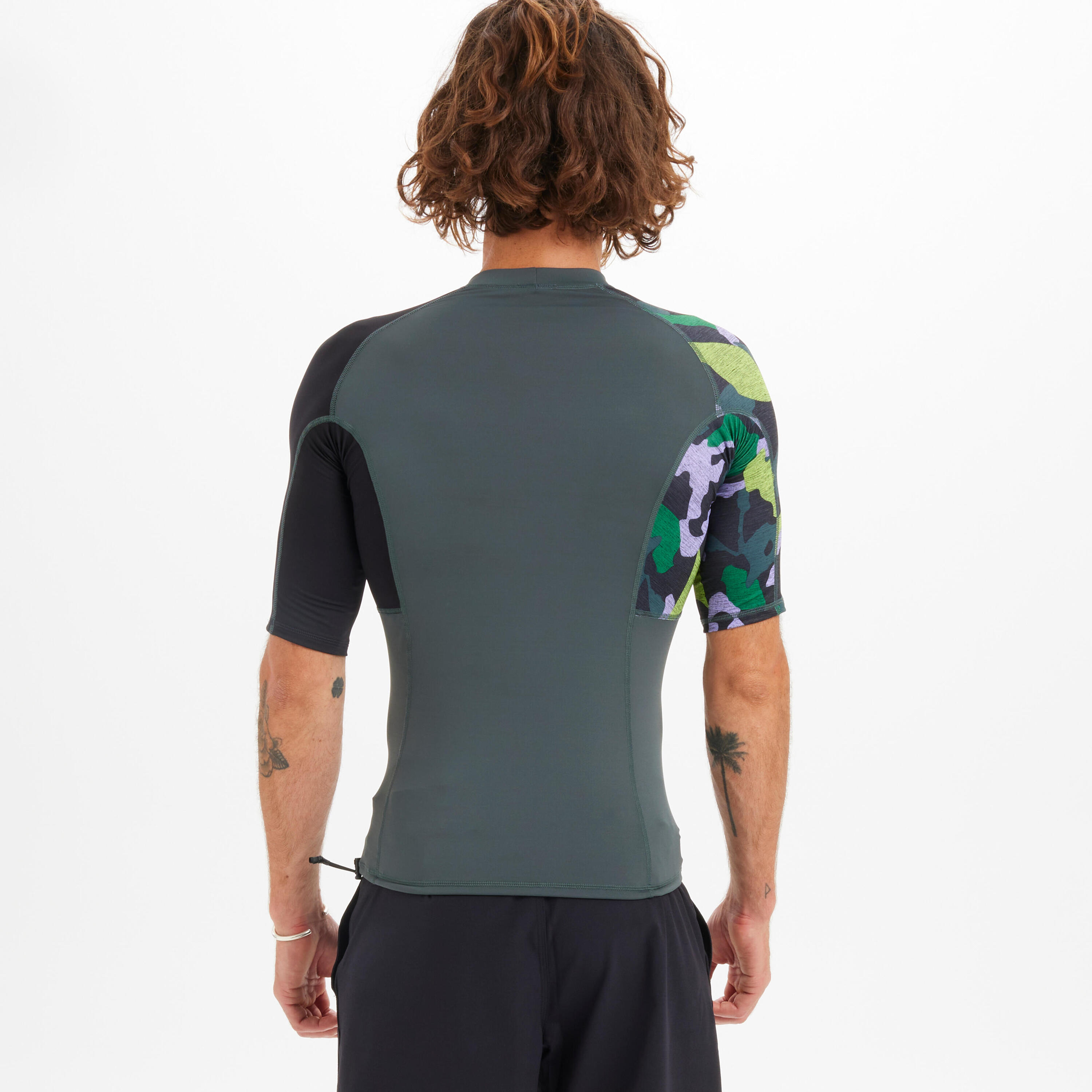 Men's Short-Sleeved UV Protection T-Shirt - 500 Camo Khaki 2/7