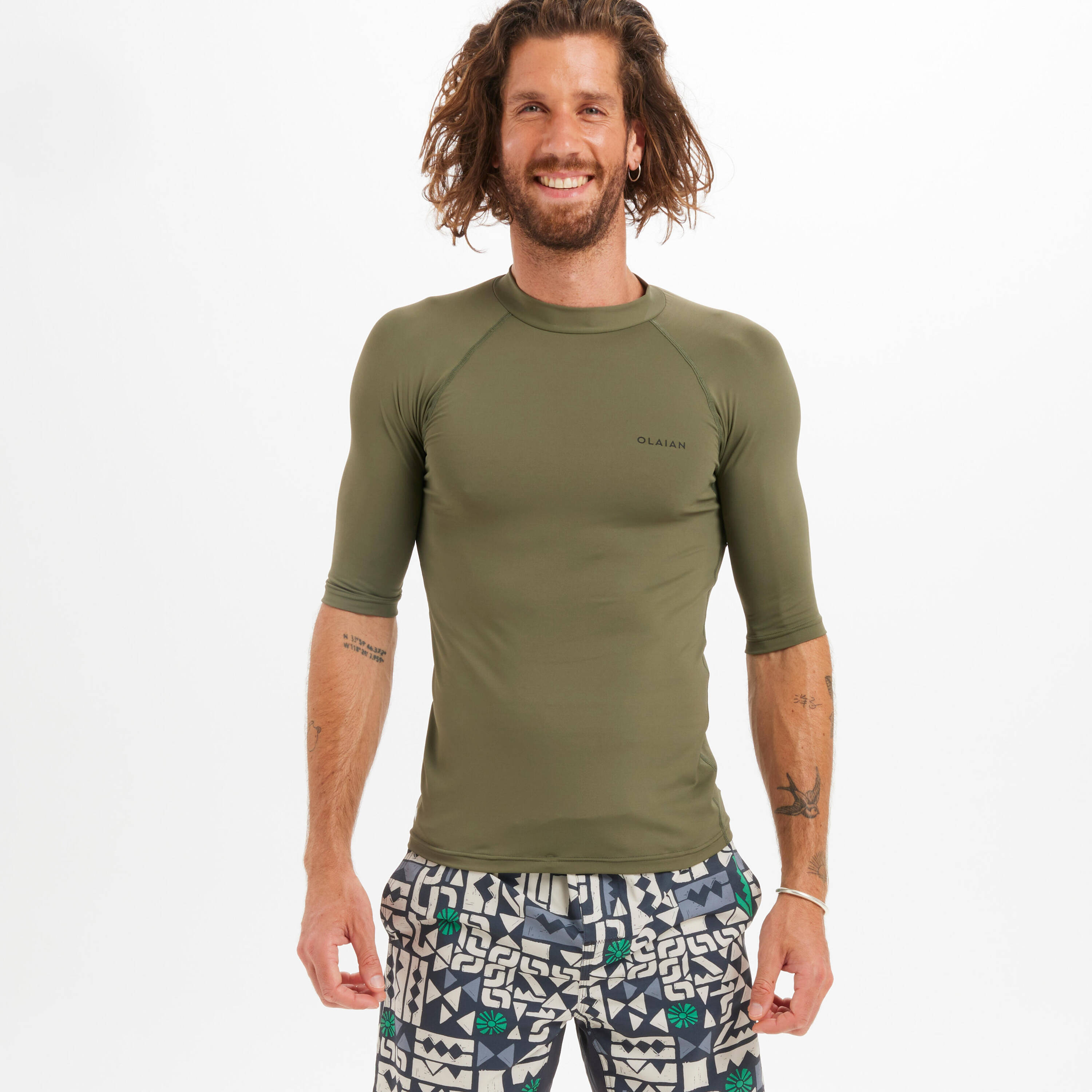 Men’s short sleeve UV-protection T-shirt - 100 khaki -  5
