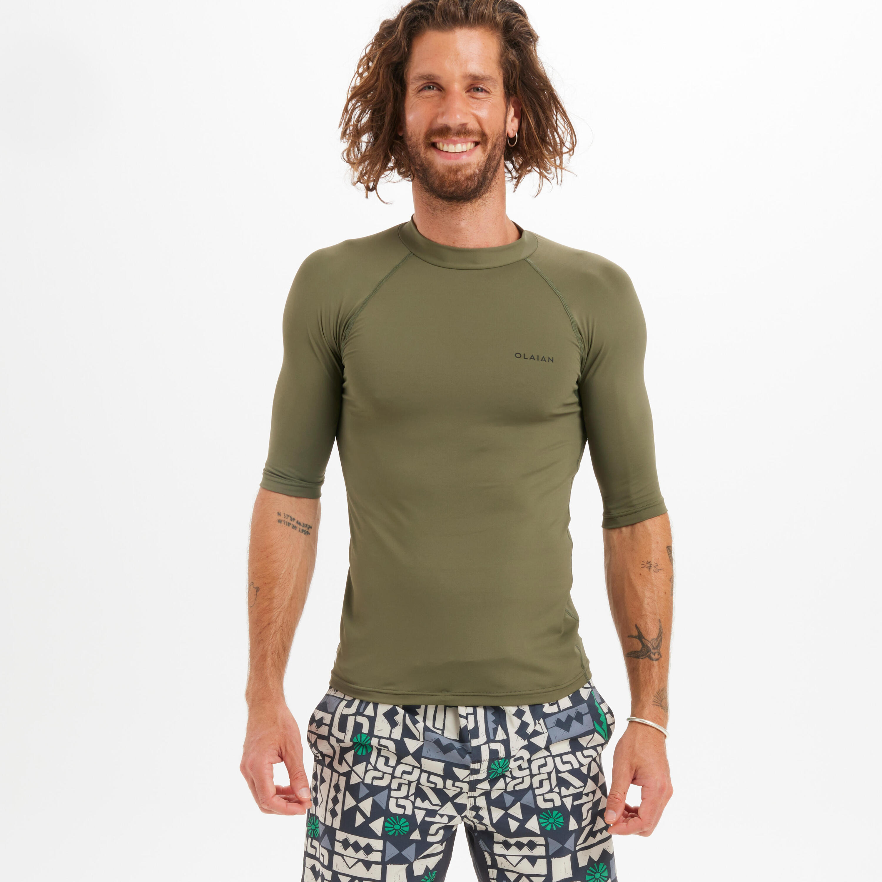 Men's short sleeve UV-protection T-shirt - 100 khaki 5/5