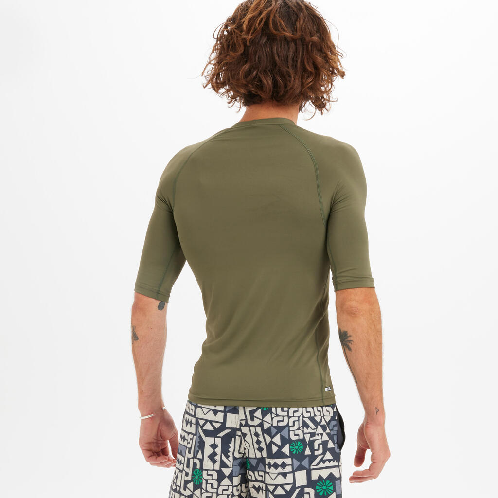 Vyriški trumparankoviai nuo UV saugantys marškinėliai „100“, chaki spalvos