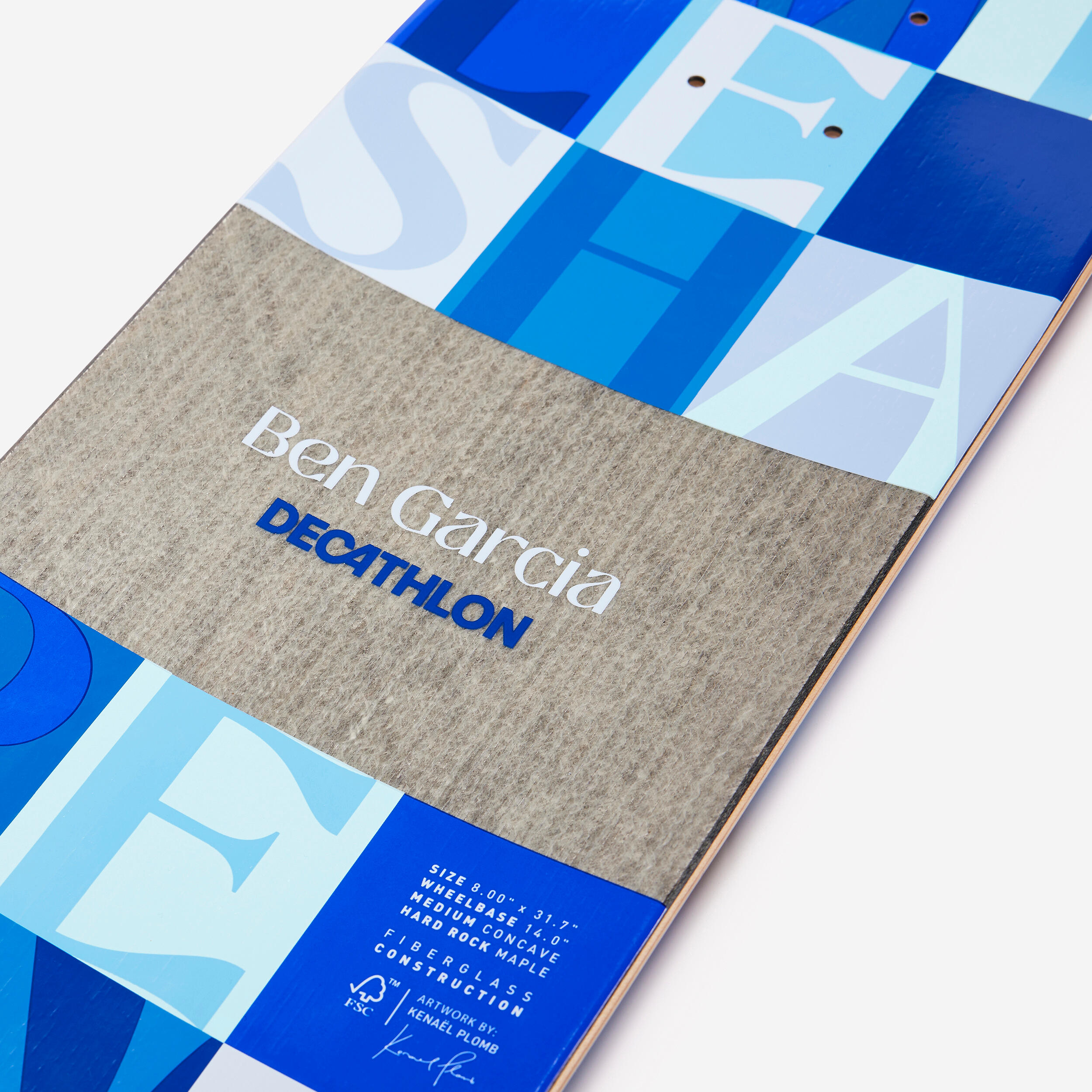 Skateboard deck in composiet DK900 FGC pro model Benjamin Garcia maat 8" blauw 5/6