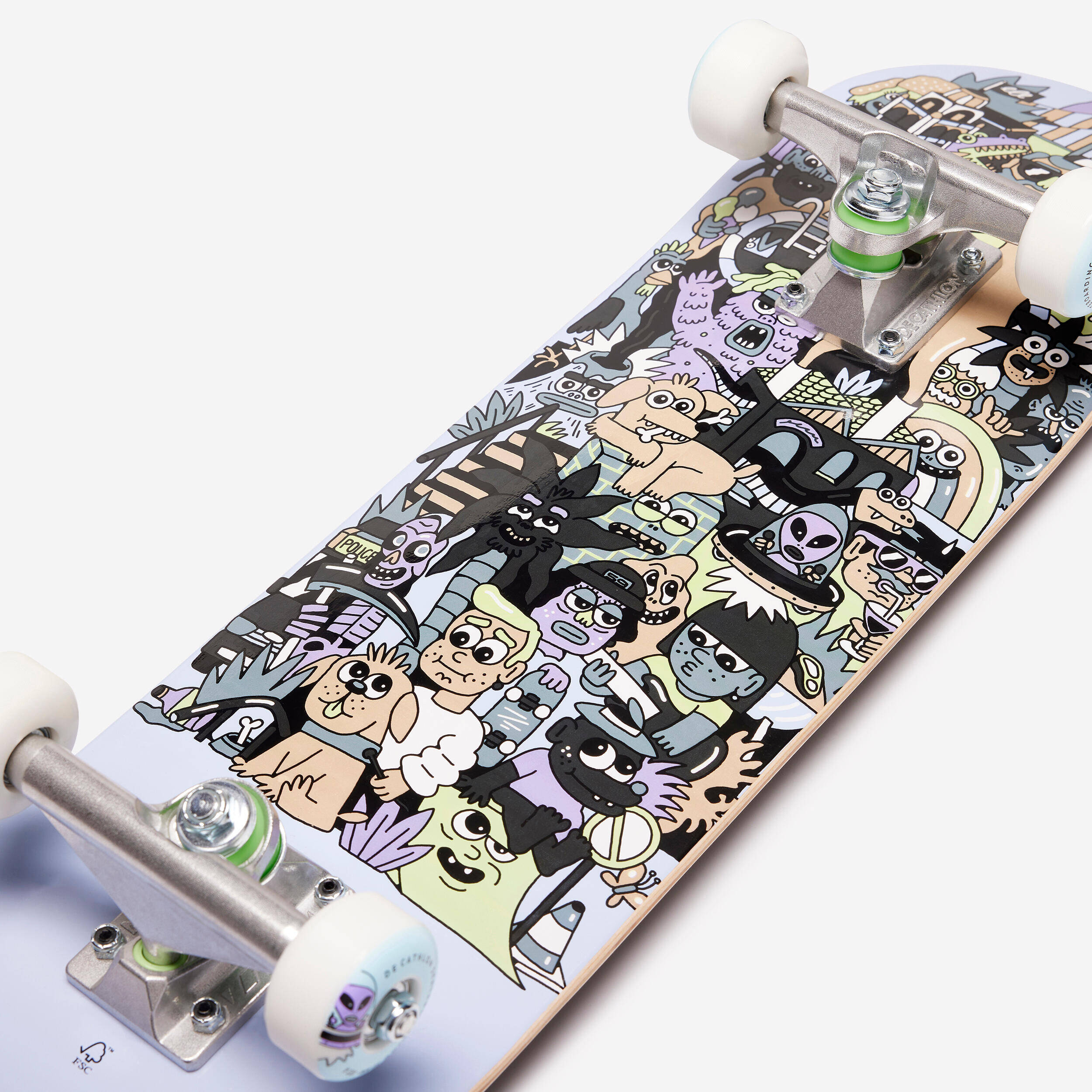 Kids' 7.25 Skateboard Deck CP100 Mini Skatopia - Grey -  4