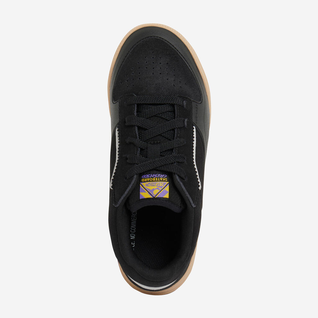 Detská nízka skateboardová obuv Crush500 čierna s gumenou podrážkou