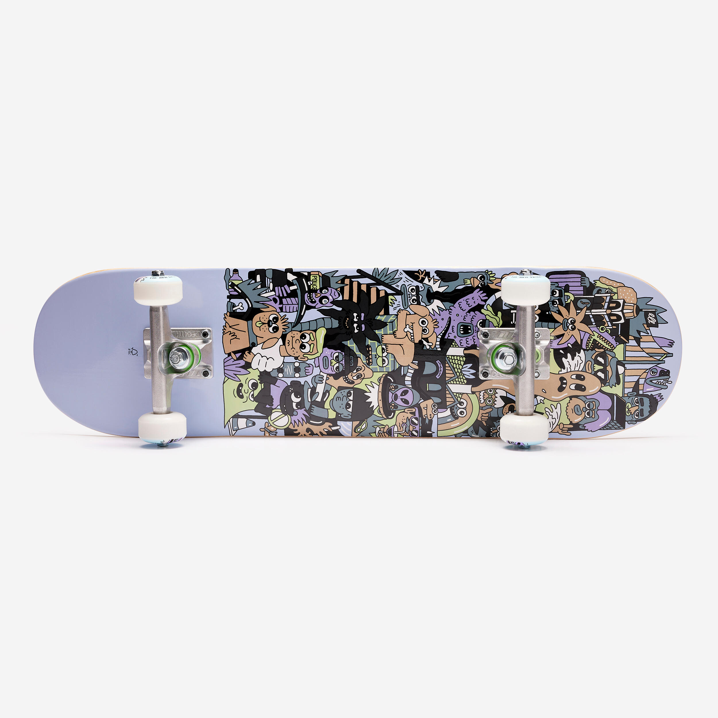 Kids' 7.25" Age 3 to 7 Skateboard Deck CP100 Mini Skatopia - Grey 3/7