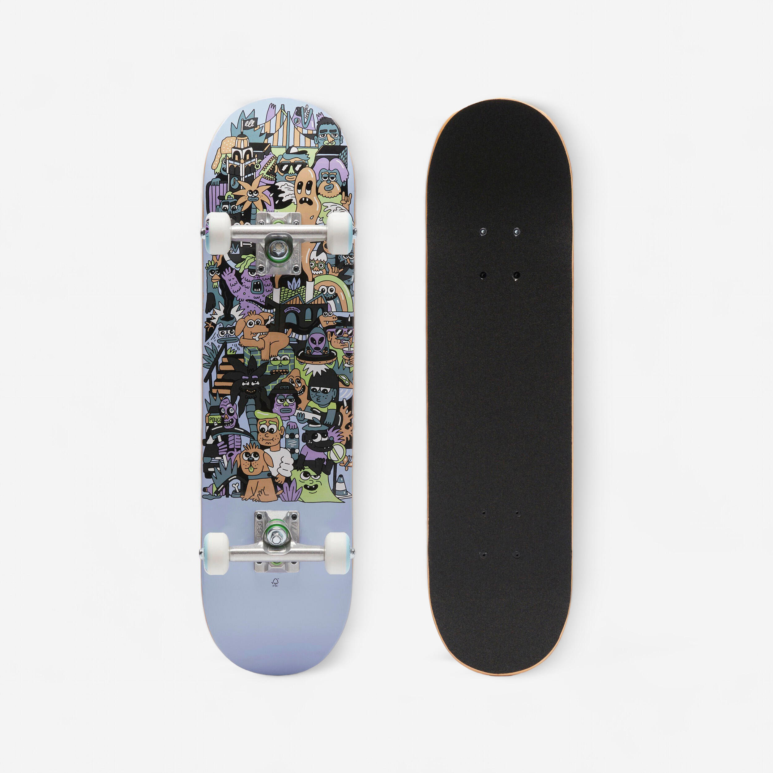 Kids' 7.25 in Age 3 to 7 Skateboard Deck CP100 Mini Skatopia - Grey-image-16