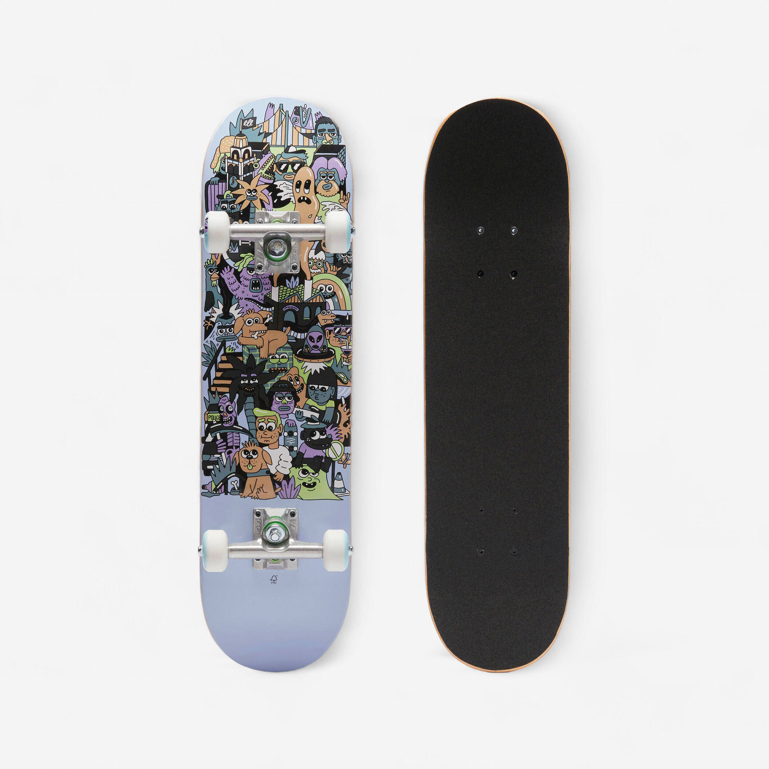 Kids' 7.25 in Age 3 to 7 Skateboard Deck CP100 Mini Skatopia - Grey -  1