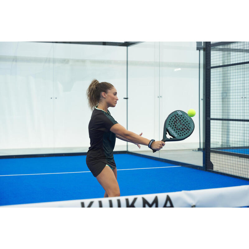 Fustă Respirantă Padel 500 Verde-negru Damă