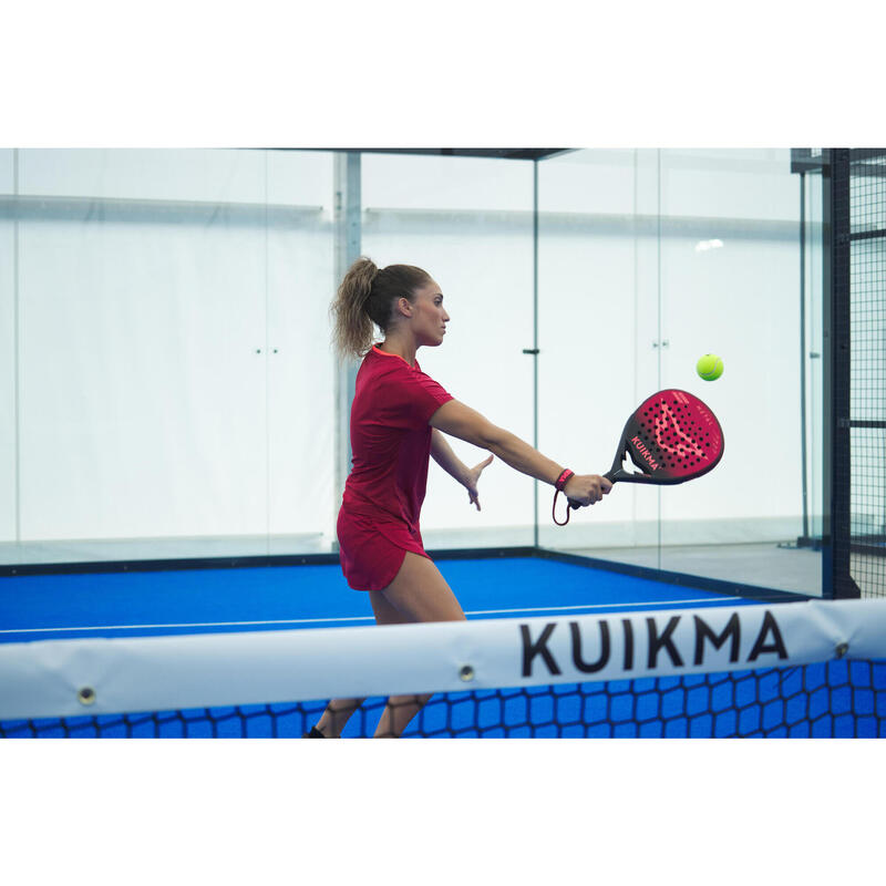 T-shirt de padel manga curta respirável Mulher - 500 vermelho