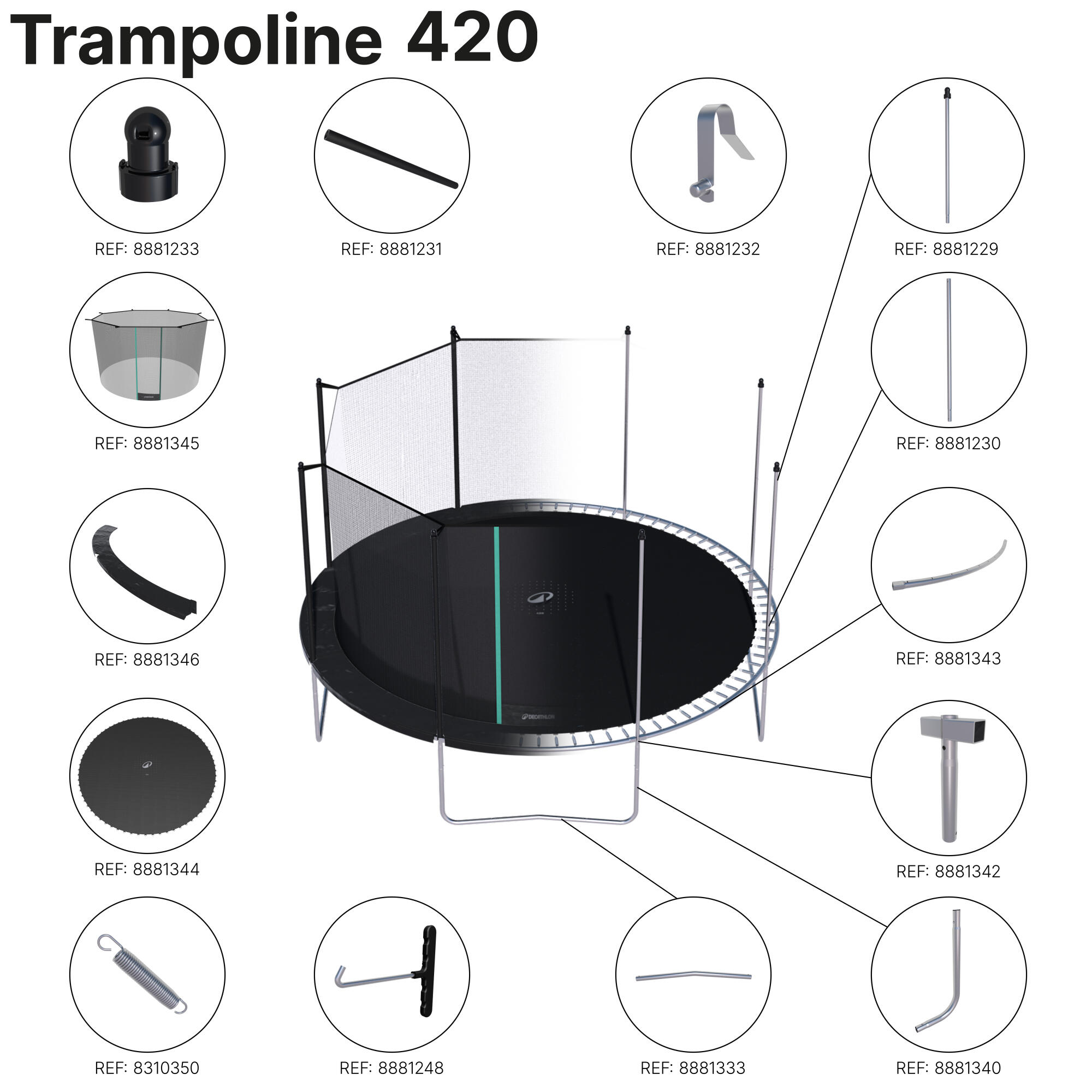 1/4 DI BORDO PROTETTIVO IN SCHIUMA - RICAMBIO PER IL TRAMPOLINO 420