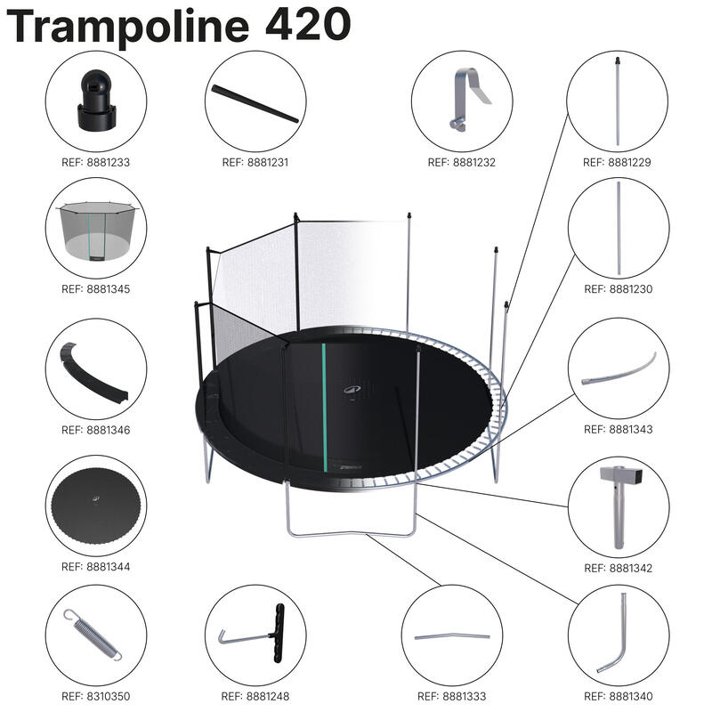 PÉ BAIXO em "V" - PEÇA DE SUBSTITUIÇÃO para TRAMPOLIM 360/420