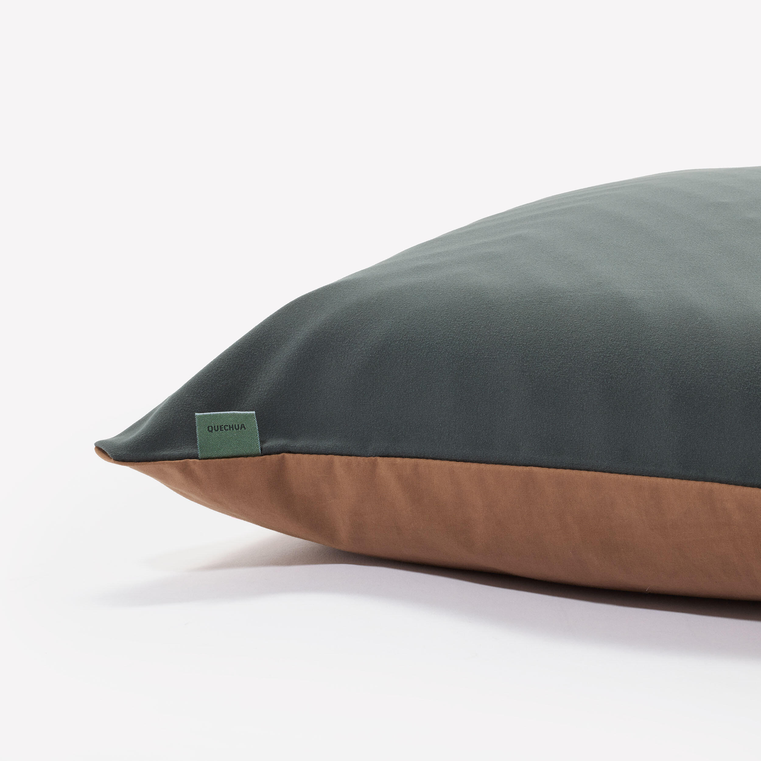 Camping Pillow Ultim Comfort Caramel, Dark grey green Quechua