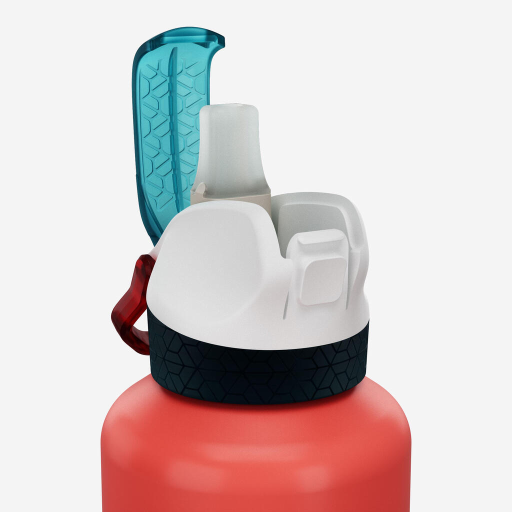 0.6 L kids’ alum. water flask 500 with instant cap, pipette & straw, for hiking
