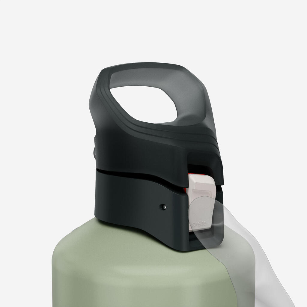 Gourde alu 1,5L avec bouchon à ouverture rapide pour la randonnée kaki