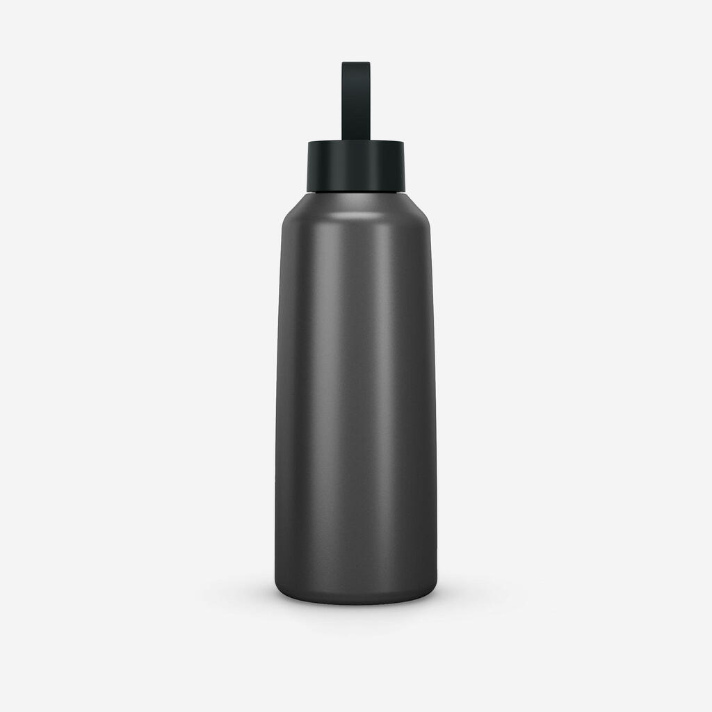 Gourde 100 inox 1l avec bouchon à vis pour la randonnée - Gris