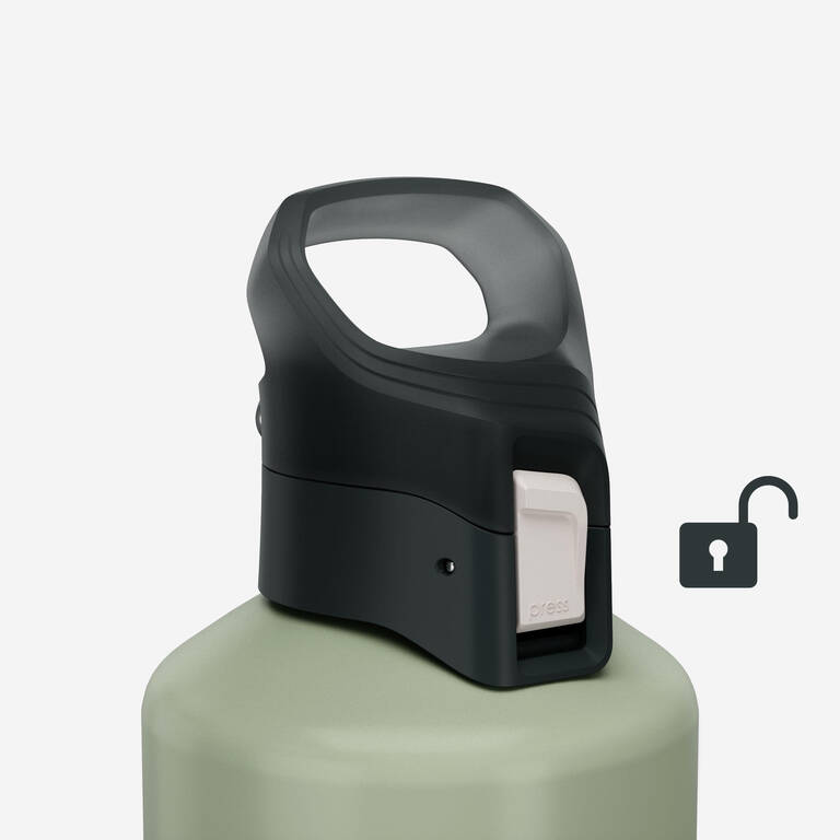 1.5L aluminium flask with quick-open cap for hiking - Khaki