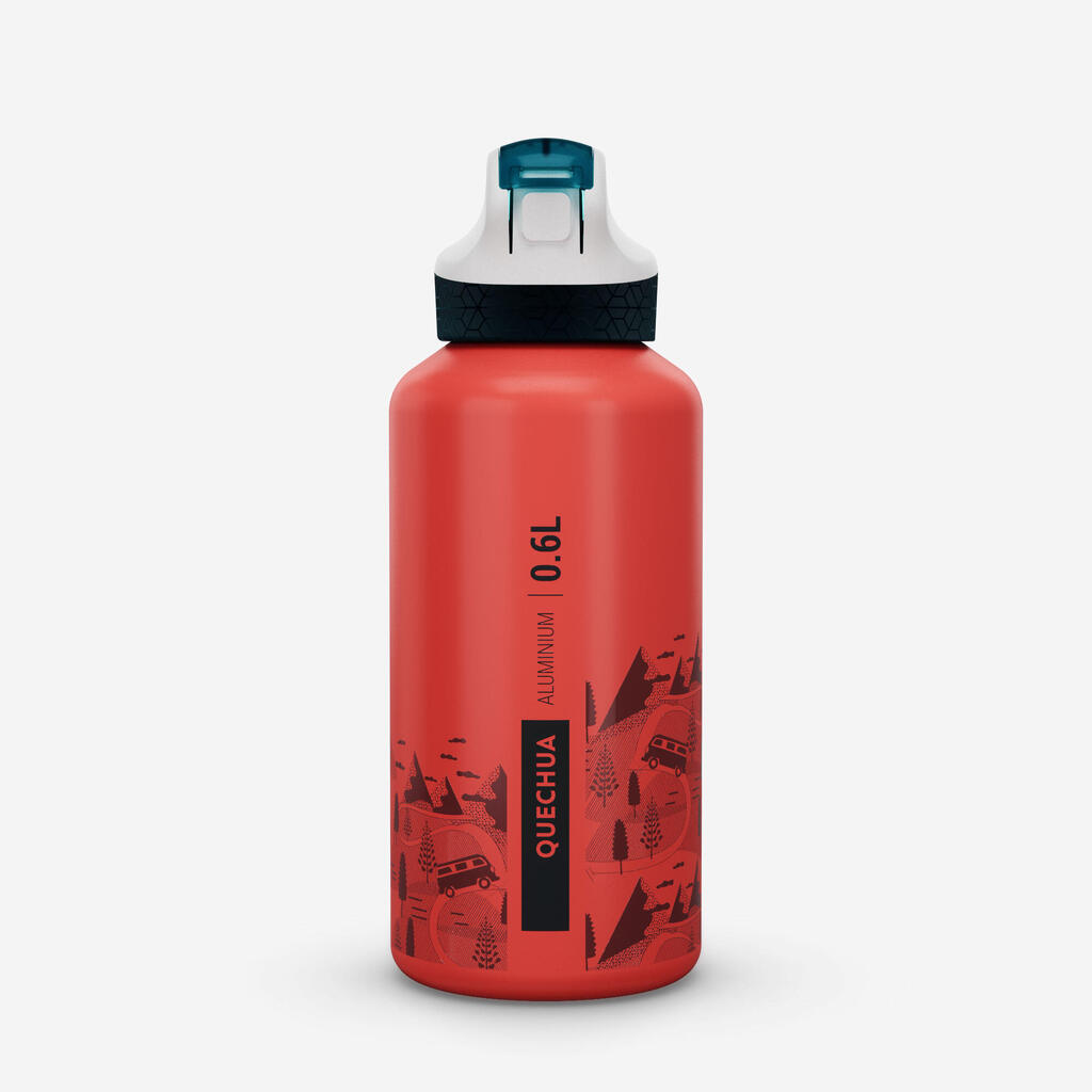 0.6 L kids’ alum. water flask 500 with instant cap, pipette & straw, for hiking