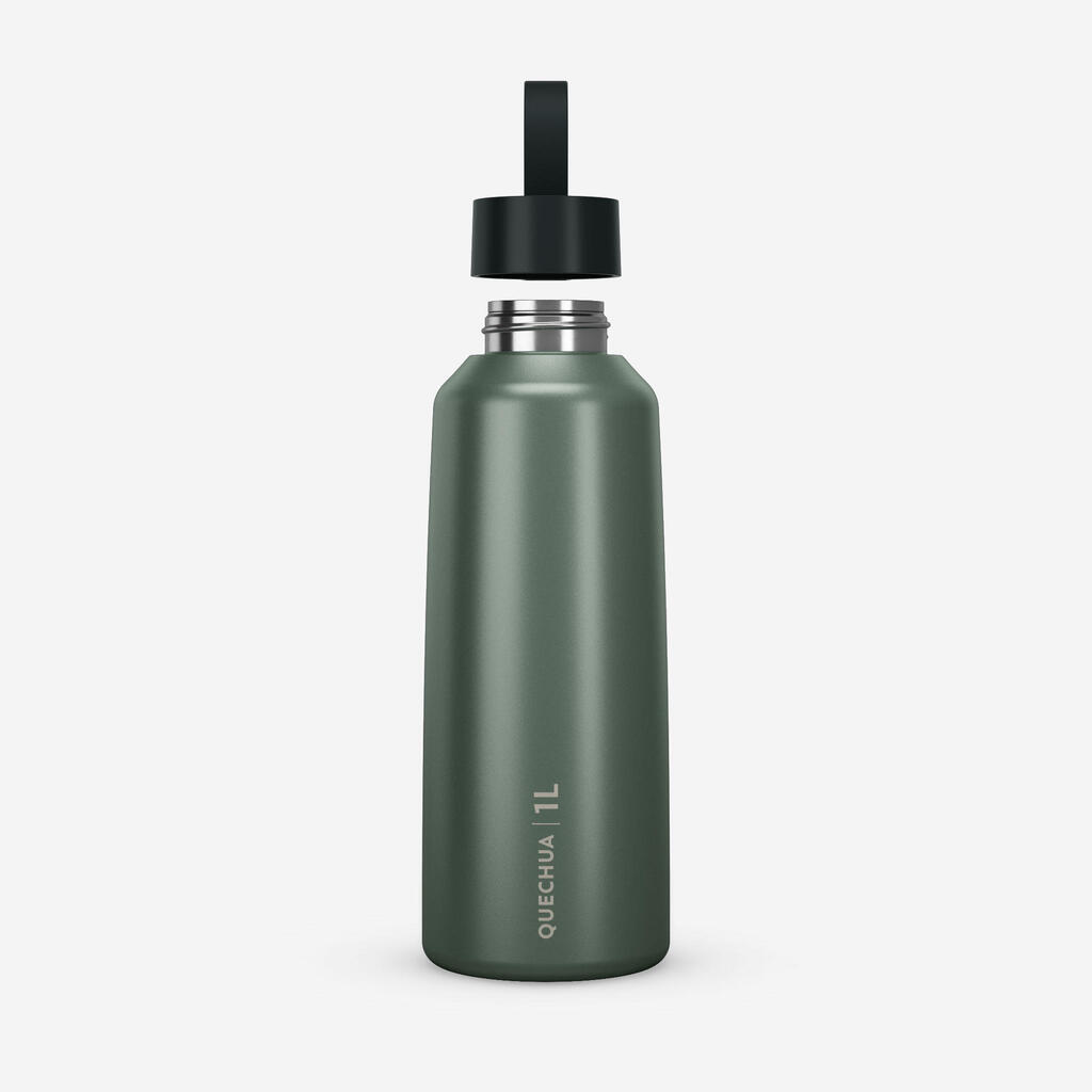 Gourde 100 inox 1l avec bouchon à vis pour la randonnée - Vert