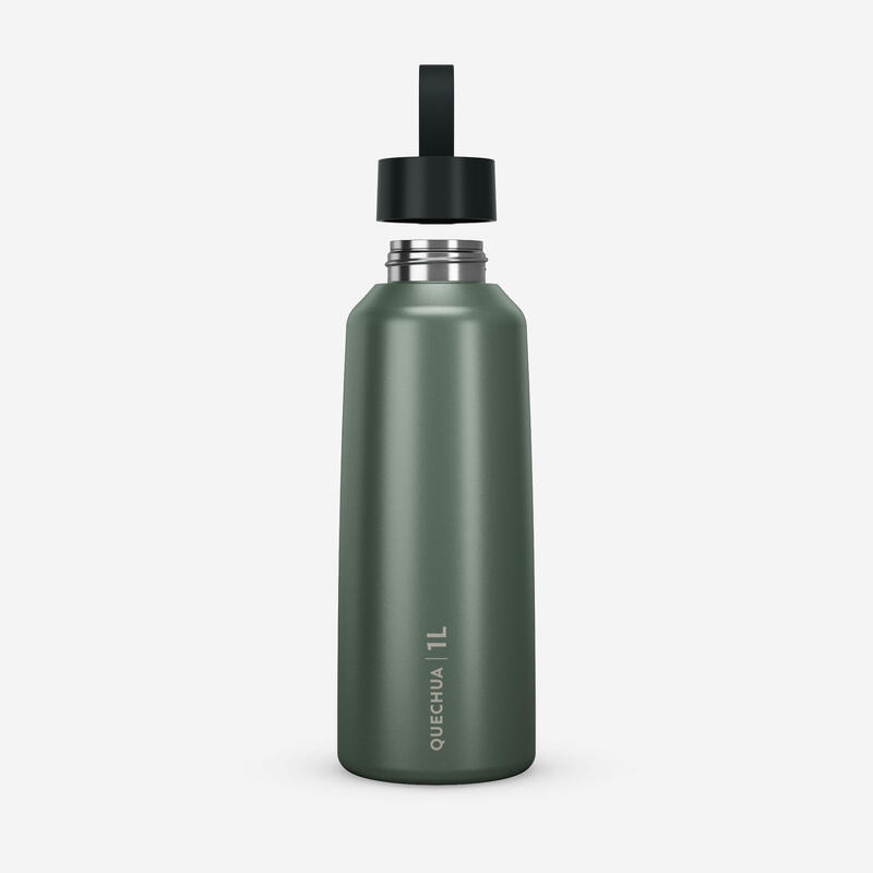 Gourde 100 inox 1l avec bouchon à vis pour la randonnée - Vert