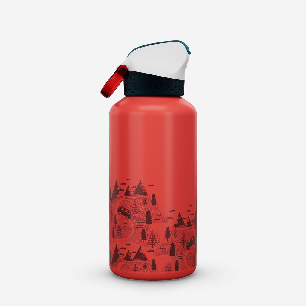 0.6 L kids’ alum. water flask 500 with instant cap, pipette & straw, for hiking