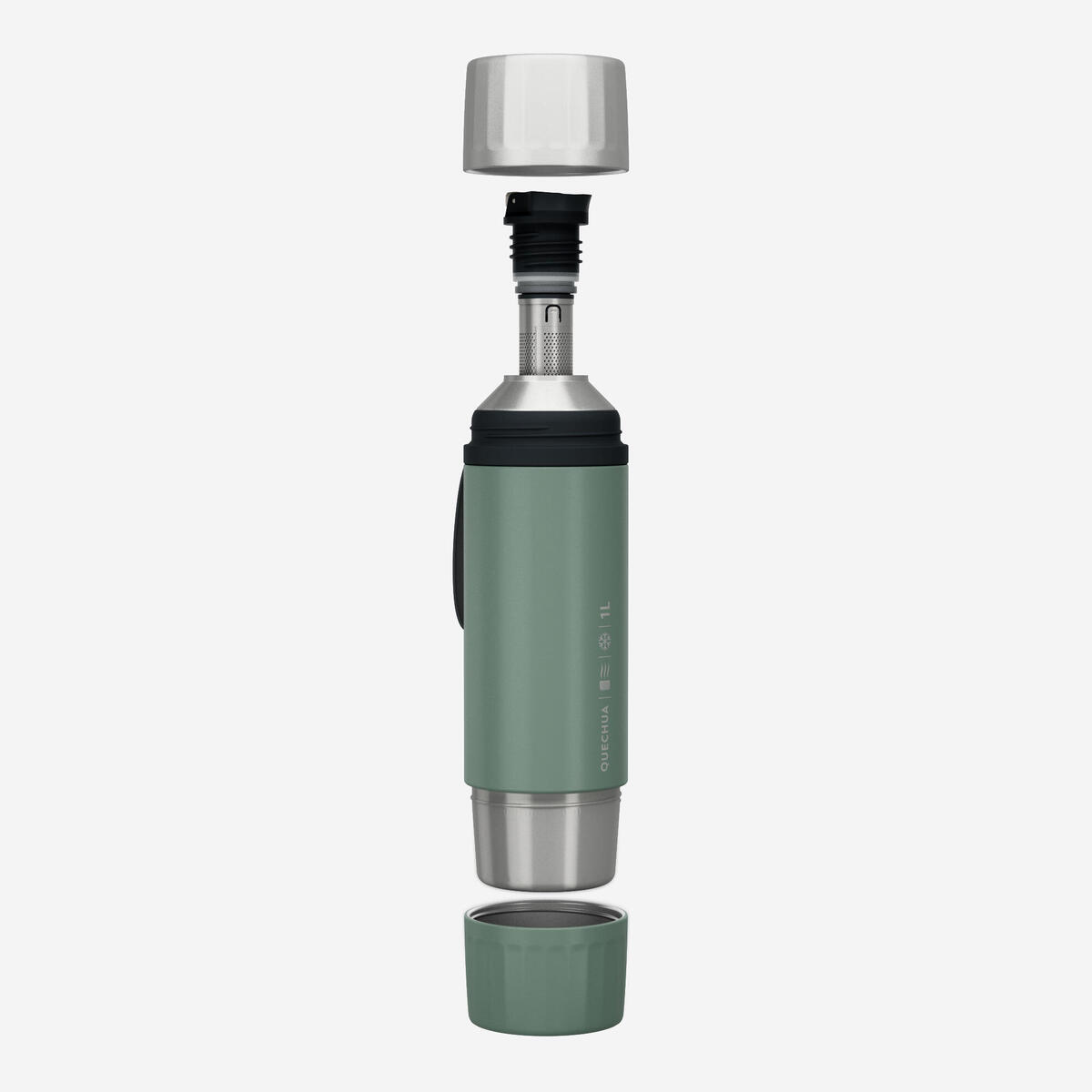Bouteille inox isotherme avec filtre à thé 1L, de randonnée et camping