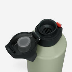 1.5L aluminium flask with quick-open cap for hiking - Khaki