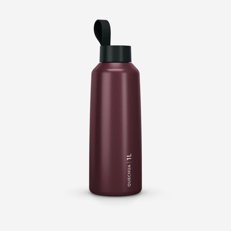 Gourde 100 inox 1l avec bouchon à vis pour la randonnée - Bordeaux