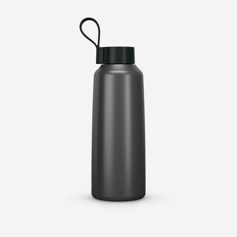 Gourde 100 inox 1l avec bouchon à vis pour la randonnée - Gris
