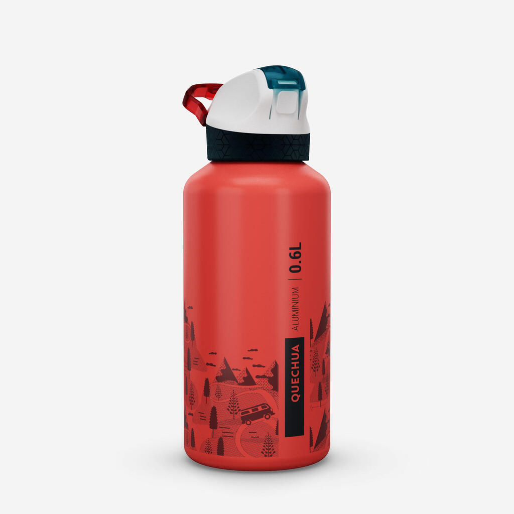 0.6 L kids’ alum. water flask 500 with instant cap, pipette & straw, for hiking