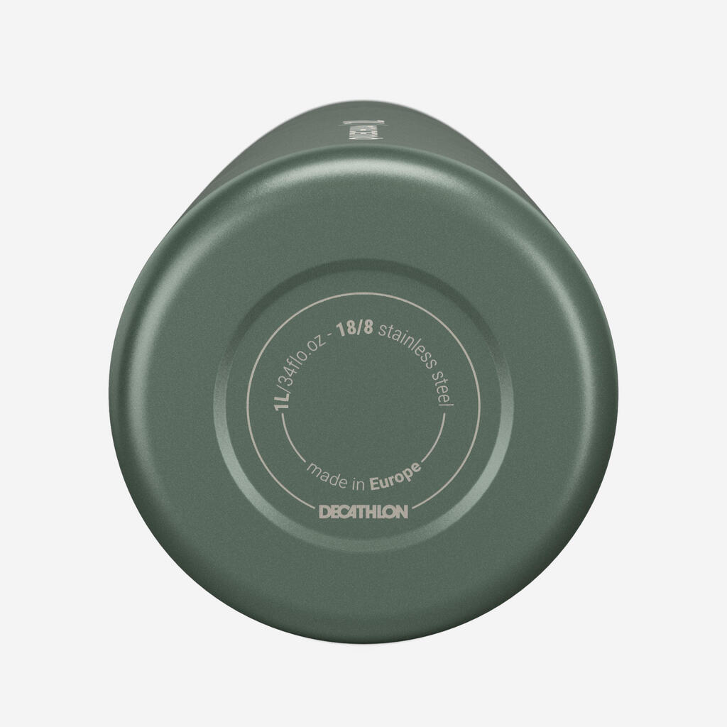 Gourde 100 inox 1l avec bouchon à vis pour la randonnée - Vert