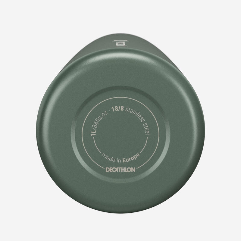 Gourde 100 inox 1l avec bouchon à vis pour la randonnée - Vert