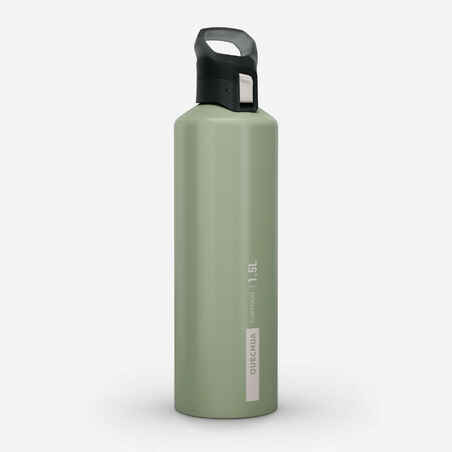 1.5L aluminium flask with quick-open cap for hiking - Khaki
