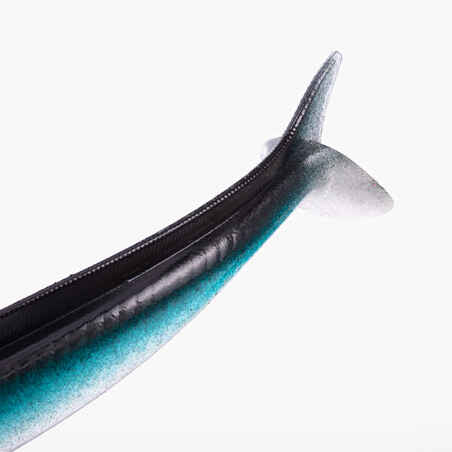 Minkštų ungurio formos masalų rinkinys „Eelo 90“, 4 g, žalsva, mėlyna