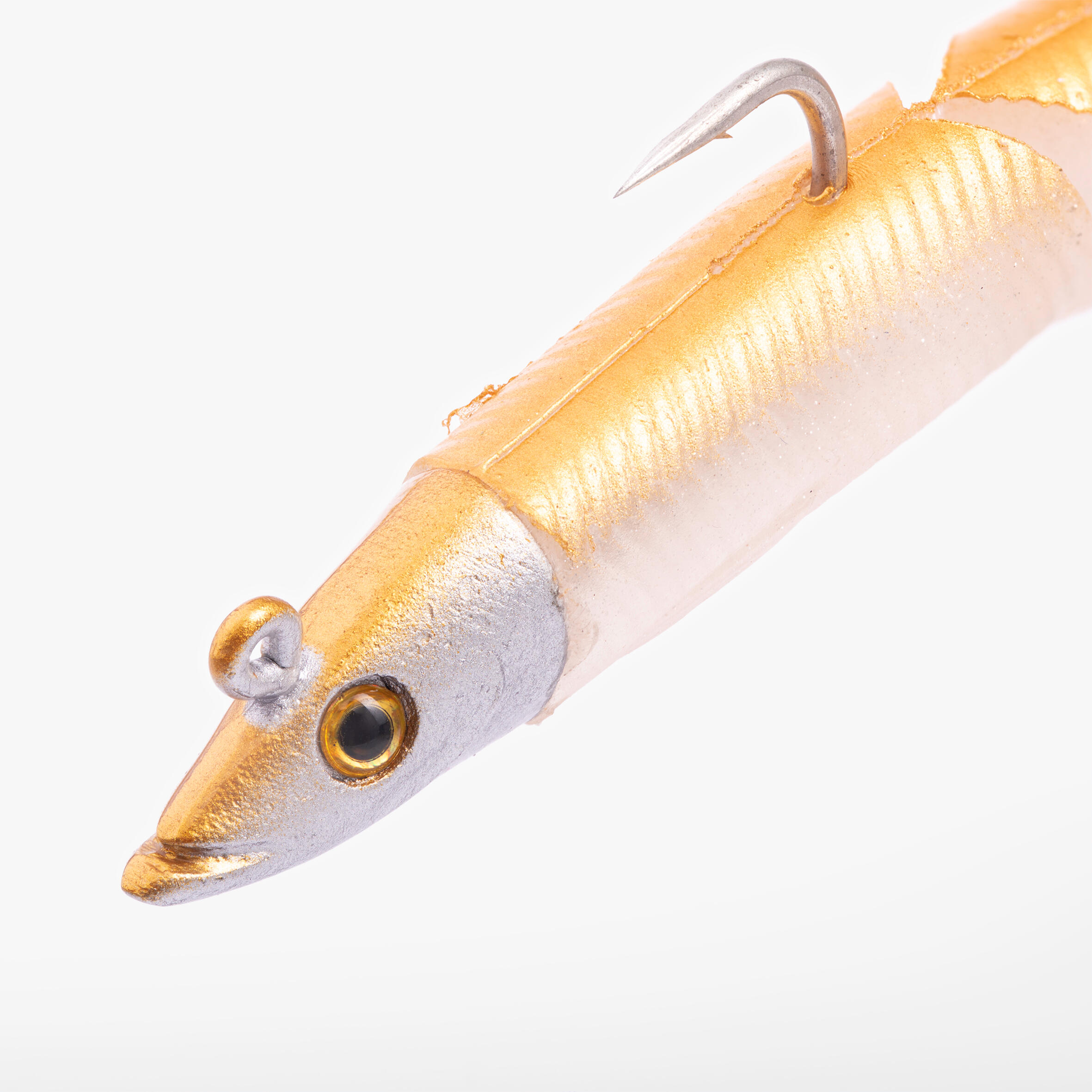COMBO leurres souples slug lançon SLUGEELO 130 10gr Doré/Blanc 7/15