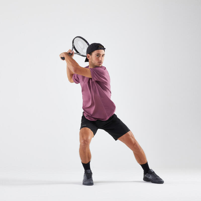 T-shirt tennis manches courtes homme - Artengo DRY violet Gaël Monfils