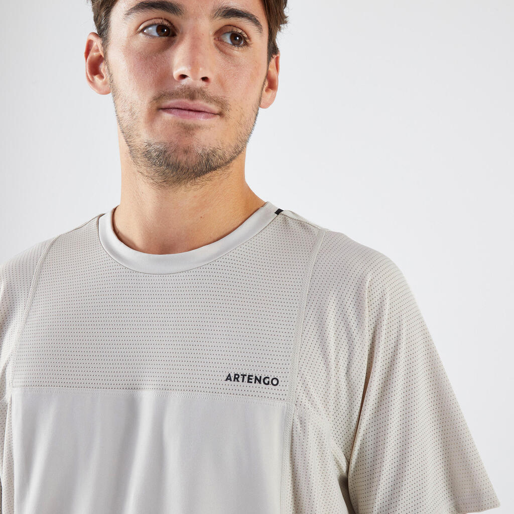 Majica kratkih rukava za tenis Dry Gaël Monfils muška bež