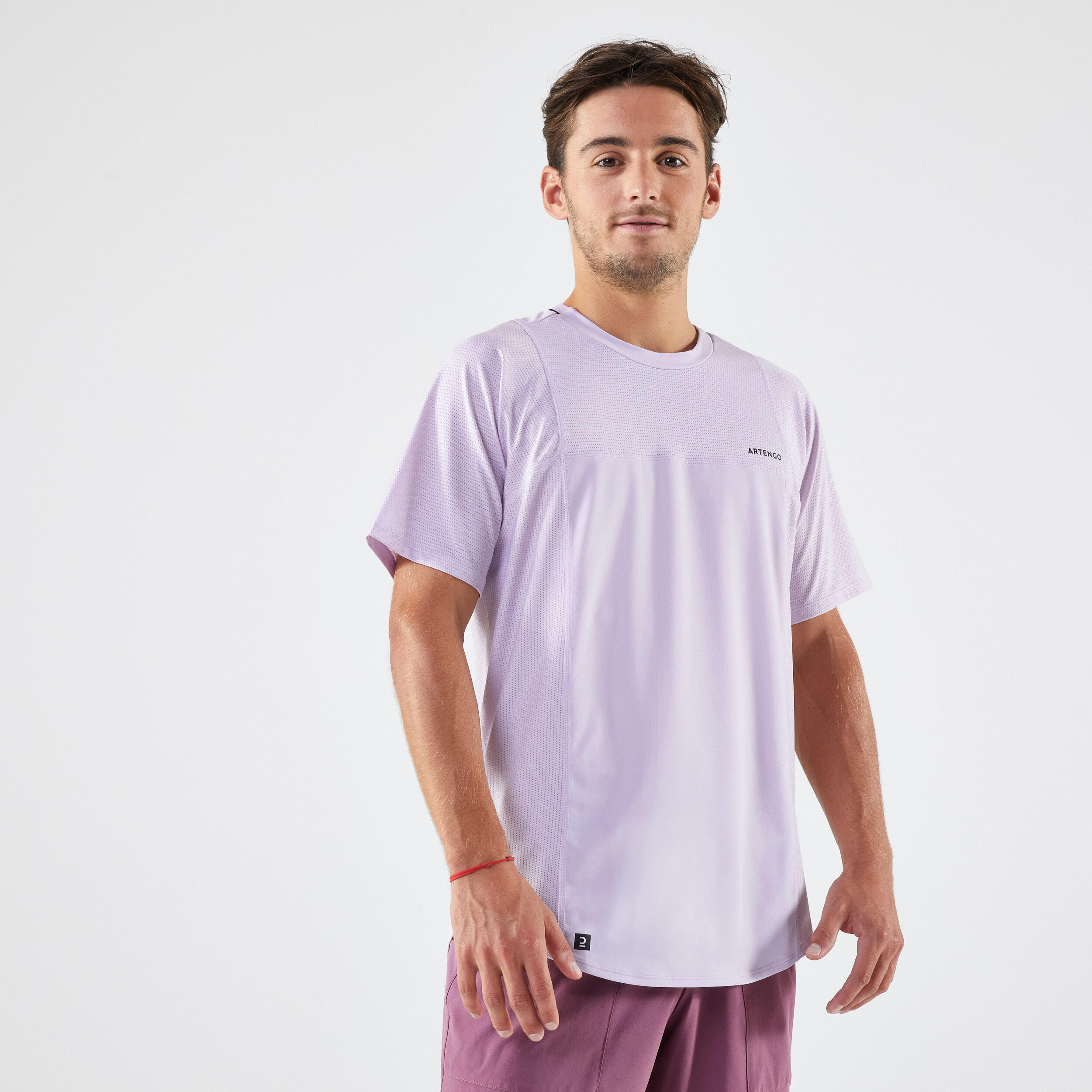 ARTENGO Men's Short-Sleeved Tennis T-Shirt Dry Gaël Monfils - Purple