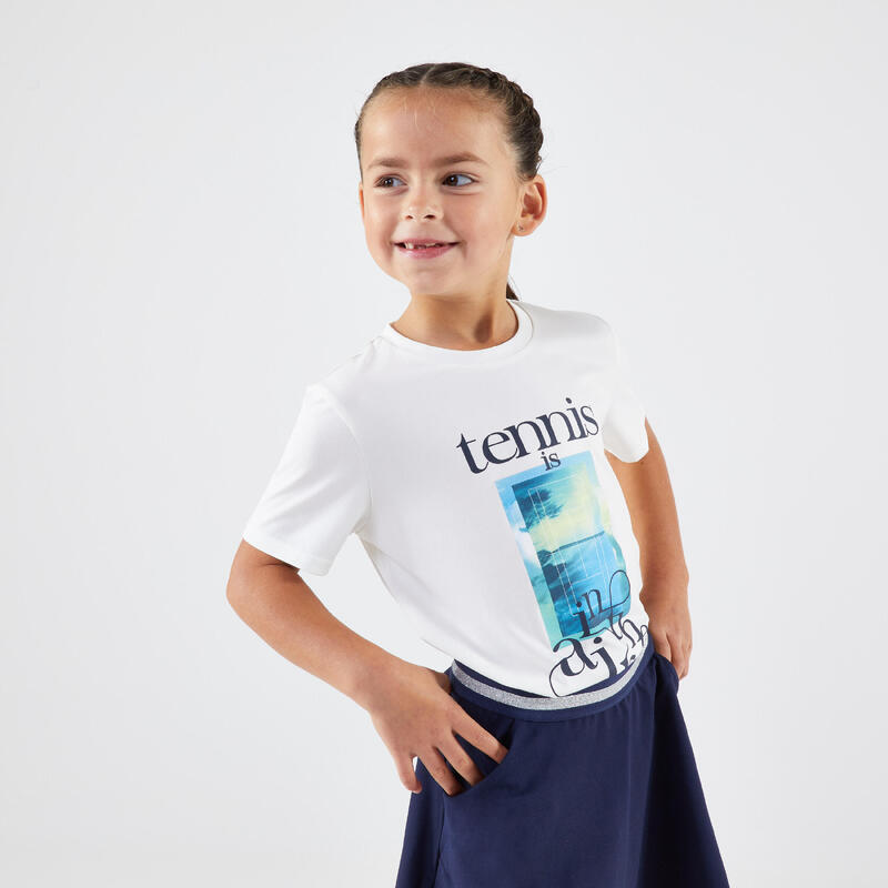 T-shirt tennis Junior - TTS Essentiel blanc cassé - Tennis is in the Air