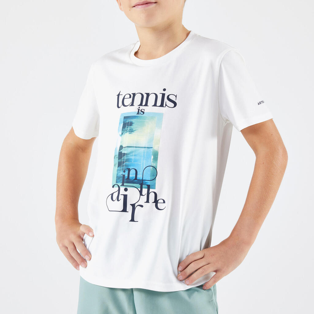 Kinder Tennis T-Shirt - TTS Essentiel weiss - Tennis is in the air