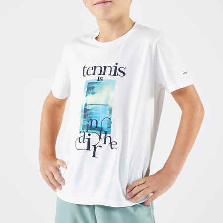 Vaikiški teniso marškinėliai „TTS Essential“, balti, „Tennis is in the Air“
