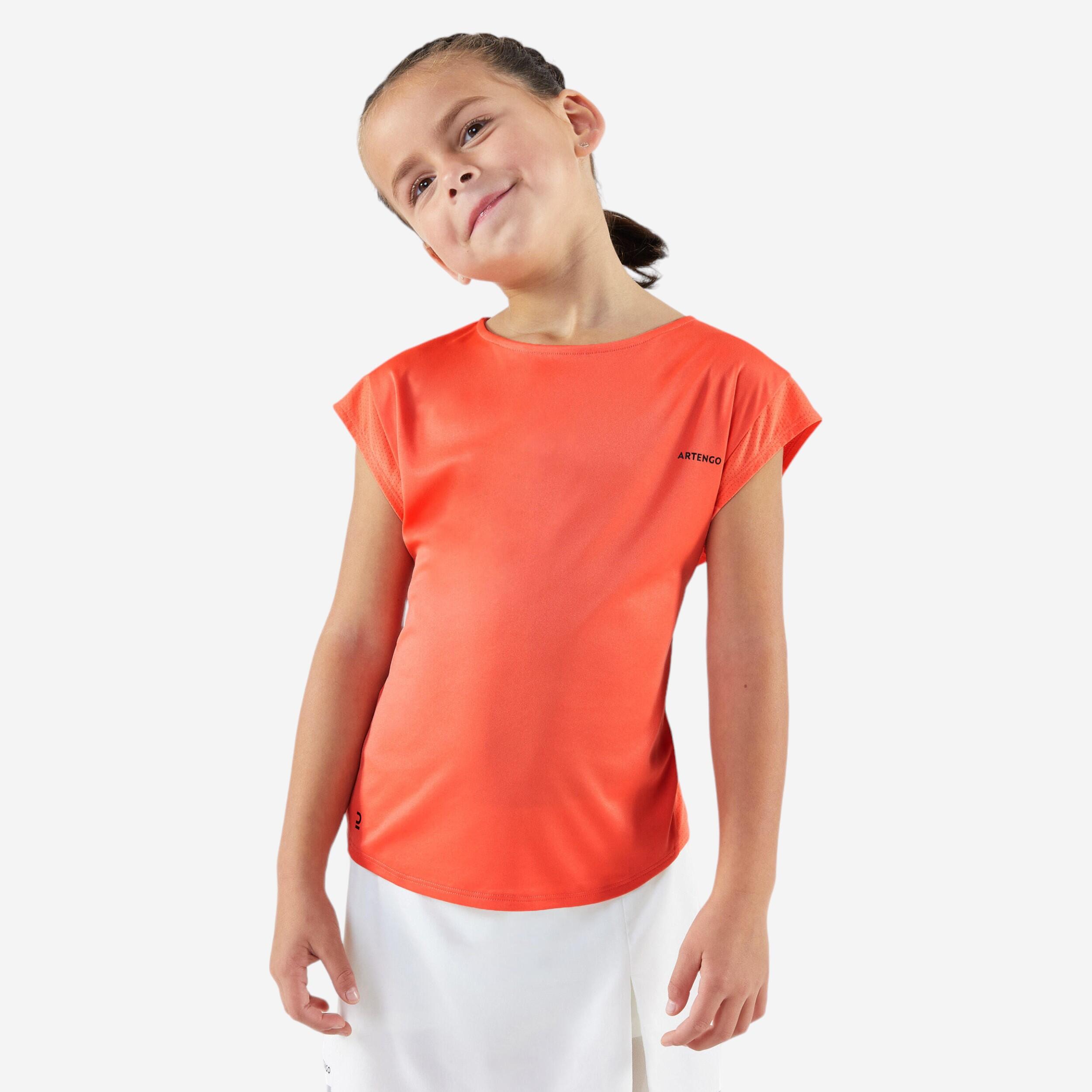 ARTENGO Girls' Tennis T-Shirt TTS Soft - Coral