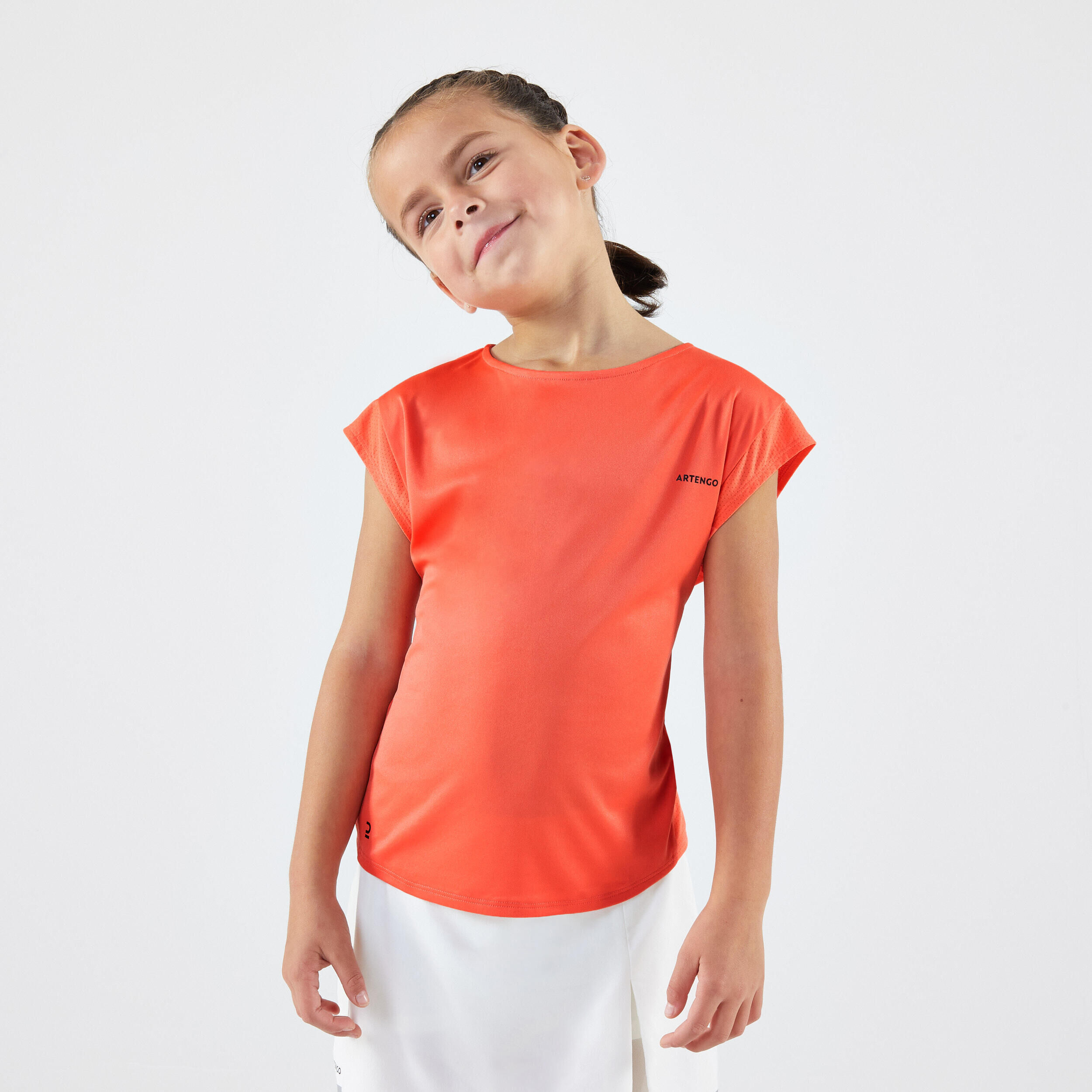 ARTENGO Girls' Tennis T-Shirt TTS Soft - Coral