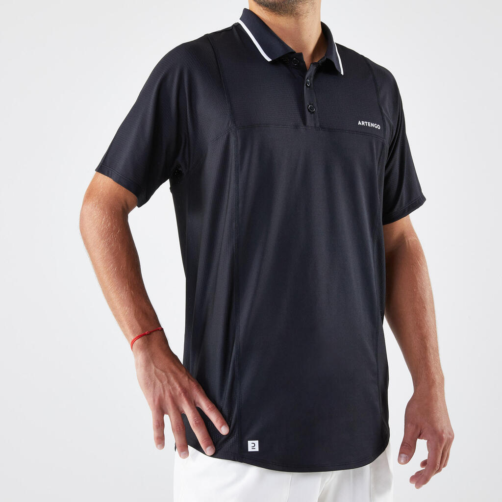 Polo tennis manches courtes Homme - Artengo DRY Noir