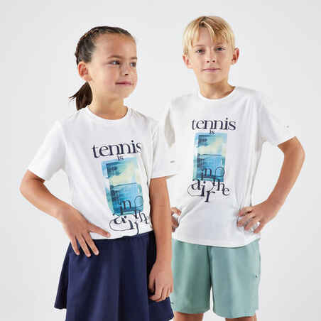 Majica kratkih rukava za tenis Essential dječja bijela