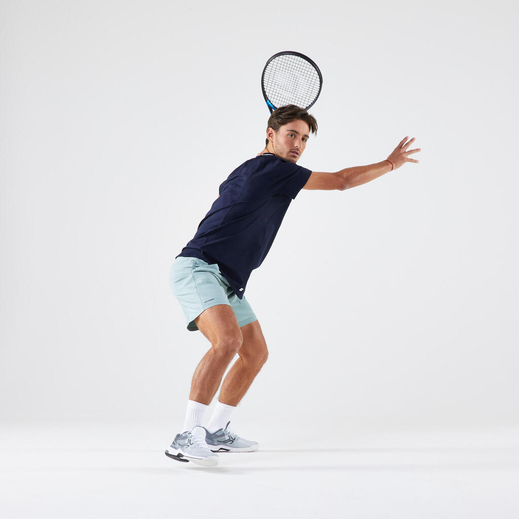 Short de tennis homme respirant - artengo dry vert de gris