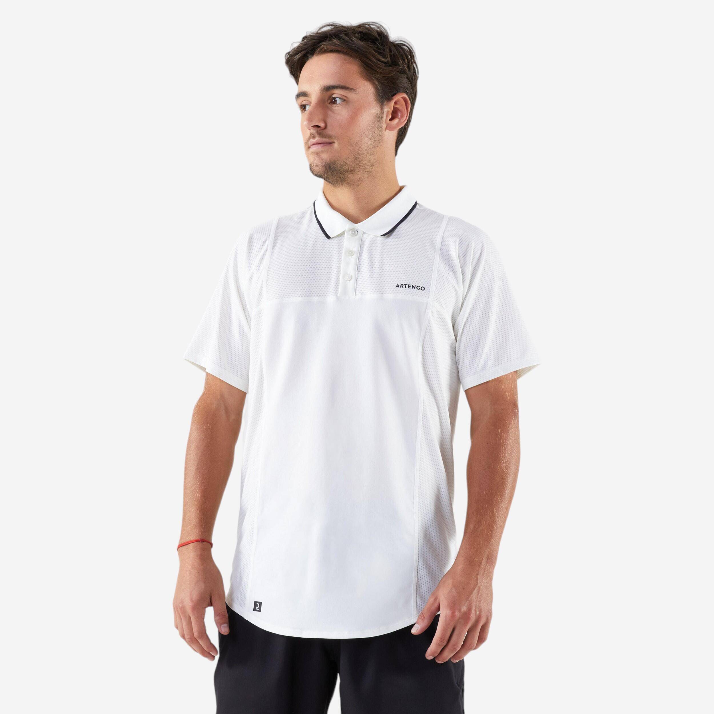 Men's Short-Sleeved Tennis Polo Shirt Dry - White -  1
