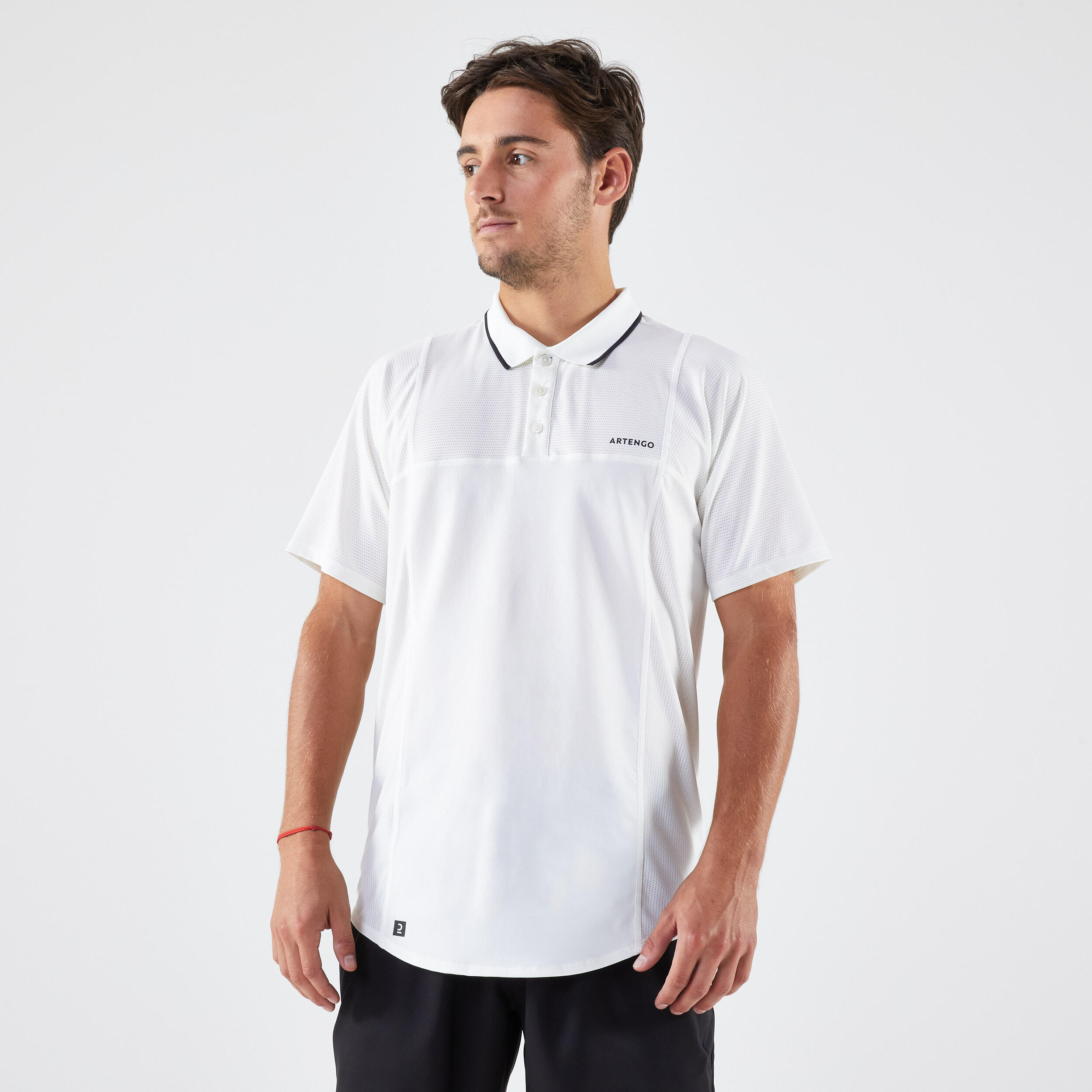 ARTENGO Men's Short-Sleeved Tennis Polo Shirt Dry - White